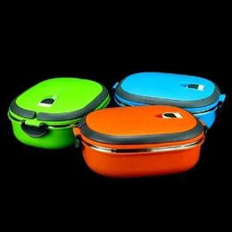 Bento Boxes Random Colour Lunch Box Stainless Steel Picnic Food Storage Container Rectangle Thermal Durable Bento Box Leak-Proof 2024 L49