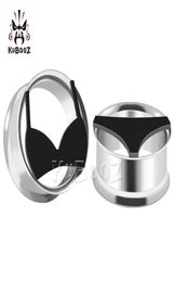 KUBOOZ Stainless Steel Bikini Logo Ear Plugs Tunnels Body Jewellery Piercing Earring Gauges Stretchers Expanders 825mm 48PCS9408861