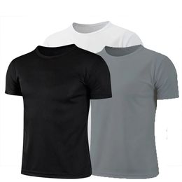 2024 Men Solid Colour Tshirt men Sporting Casual Tee Shirt Male Gym Running Black Quick dry Fitness Sports 240411