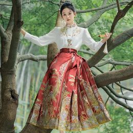 Women's Blouses Chinese Style Exquisite Embroidered Beaded Hanfu Top Women Retro Stand Collar Long Sleeve Elegant White Gold Button Party