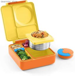 Bento Boxes Bento Box for Kids - Insulated Bento Lunch Box with Leak Proof Thermos Food Jar - 3 Compartments Two Temperature Zones L49