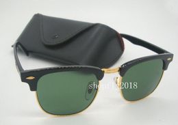 Drop Mens Womens Sunglasses SemiRimless Sun Glasses Black Gold Frame Green Glass Lenses 51MM With Black Case9682443