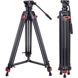 Professional 72-inch Heavy Duty Tripod with 360 Degree Fluid Head for Canon Nikon DSLR Cameras and Camcorders - Lightweight Aluminium Design