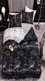 Black and White Colour Bed Linens Marble Reactive Printed Duvet Cover Set for Home housse de couette Bedding Set Queen Bedclothes L2716843