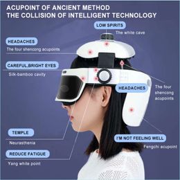 Top Configuration Head Eye Massager Electric Wireless Helmet Relieve Stress Air Pressure Vibration Compress Massage Tool 240417