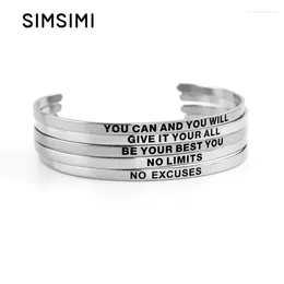 Charm Bracelets Simsimi 316 Stainless Steel Bangle Positive Inspirational Quote Hand Stamped Cuff Mantra For Women Gifts