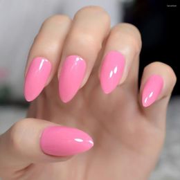 False Nails 24pcs/kit Peach Pink Artificial Simple Design Fake Nail Tips Medium Sharp Stiletto UV Gel Lady Daily Wear Z947