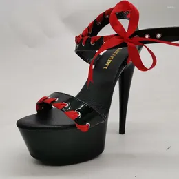 Dance Shoes LAIJIANJINXIA PU Sexy Exotic Pole Dancing Summer Women Sandals 15CM High Heels Buckle Strap Size 34-46 H010