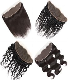 Brazilian Virgin Hair 13x4 Lace Frontal Closure From Ear to Ear Peruvian Straight Body Water Deep Kinky Curly Silk Top Lace Fronta1322734