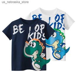 T-shirts 2024 Summer New Kids Short Sleeve Cotton Tops Cartoon Dinosaur Boys Clothes Fashion O-Neck Childrens T-Shirts Q240418