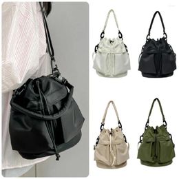 Shoulder Bags Nylon String Bucket Korean Style Drawstring Soft Crossbody Bag Large Capacity Casual Fashion Women's