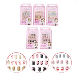 False Nails 5 Boxes/120 Finished Product Child Nail Stickers For Kids Decoration Colorful