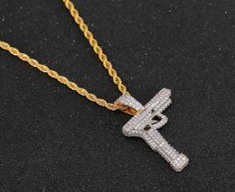 Luxury designer Necklace Hip Hop Gold silver Colour Plated Copper Iced Out Micro Paved CZ Gun Pendant Men Charm Jewelry2369270