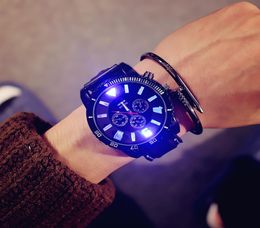 New 2020 Men Women Fashion Sports Watches 7 Colour Led Lights Glow Watches Silicone Band Quartz Watches Gifts reloj hombre3590668