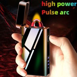 Metal Windproof Portable Single Arc Electric Flameless Plasma USB Unusual Touch Sensing Lighter Outdoor Cigar Gift for Men