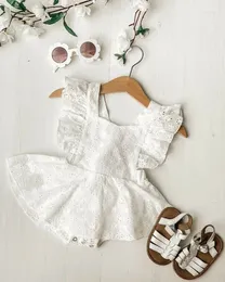 Clothing Sets Princess Infant Baby Girl Lace Romper Dress Sleeve Backless Jumpsuit Headband Clothes Flowers Outfits 0-2Y