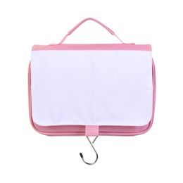 5pcs Cosmetic Bags Sublimaton DIY White Blank ProtableTravel Flap Cover Wash Bag With Hook