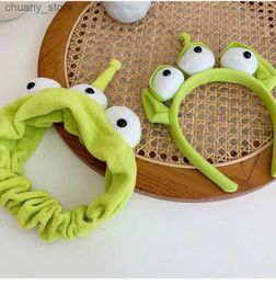 Hair Rubber Bands Cute Alien Ears Plush Headband Hair Accessories Shampoo Three Eyes Monster Headband Hair Bands For Women Girls Y240417