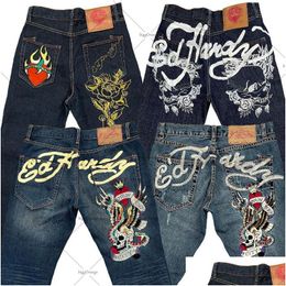 Men'S Jeans Mens Y2K Gothic Rock American High Waist Men Street Trend Hip Hop Straight Leg Wide Drop Delivery Apparel Clothing Dhgku