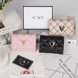 Handbag Designer 50% Off Hot Brand Women's Purse New Simple Diamond Pattern Short Wallet Solid Color Zero Document Bag Money