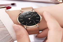 Reloj Mujer Fashion Wrist Quartz Watch Women Black Casual Ladies Dress Watches Rose Gold Mesh Stainless Steel Female Clock Uhr Y198686285