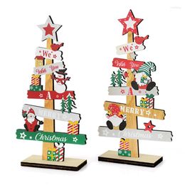 Christmas Decorations Wooden Tree Santa Claus DIY Xmas Desktop Ornaments Signs Plaque Merry Decor Year Kids Gifts