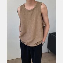 Men's Tank Tops Summer Lazy Style Sleeveless Gym Top Men T-shirt Casual Loose Knitted Vest Solid Color Inner Wear