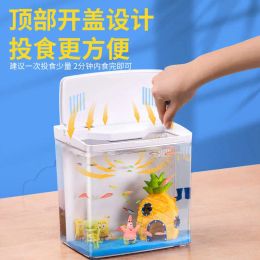 Aquariums Fish tank Living room Small mini Betta Fish tank Home desktop no water change ecological tank selfcirculating back Philtre goldfis