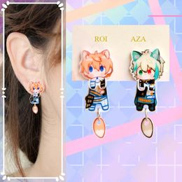 Stud Earrings Split Type Earring VirtuaReal For Women Aza Roi Jewelry Party Fashion Trend Metal Accesorios Anime Girl Gift Cute