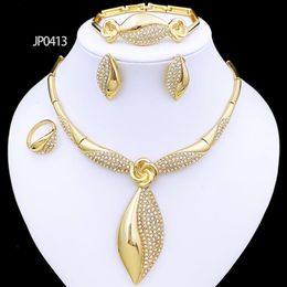 Jewellery Set For Women Gold Colour Luxury Design Dubai Nigeria Fashion Drop Shape Pendant Necklace Party 240402