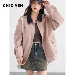 CHIC VEN Women Jackets Retro Contrasting Colour Patchwork Female Coats Embroidered Cotton Jacket Woman Top Spring Autumn 240408