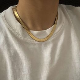 Chains 10MM Snake Chain For Women Men Gold Color Flat Herringbone Choker Necklace Hip Hop Fashion Jewelry GiftChains258x