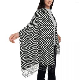 Scarves Abstract Geometry Scarf With Tassel Black And White Warm Shawls Wrap Women Designer Large Winter Y2k Funny Bufanda