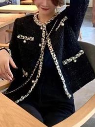 Women's Jackets Spring And Autumn Elegant Wool Short Outerwear Korean Fashion Twe Jacket Coat For French With A Small Fragrance