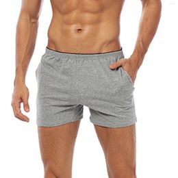 Men's Shorts Simple Design Pants Comfortable Casual Boxer Pocket Pyjamas Solid Colour Breathable Underwear Ropa Hombre