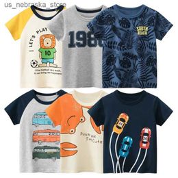 T-shirts 2024 Summer New Childrens Clothing Leaf Letter Printing Childrens Clothing Boys Short sleeved T-shirts Cotton Top T-shirts Direct Shipping Q240418