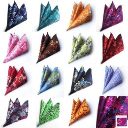 Bow Ties High Quality Men's Handkerchief Floral Flower Pocket Square Hanky Prom Wedding Party Chest Towel Hankies Gift
