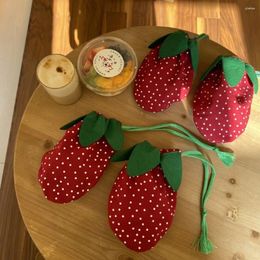 Shopping Bags Makeup Pocket Cute Strawberry Drawstring Bag Storage Large Capacity Cosmetic Korean Style Beauty Tools Pouch