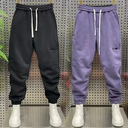 Men's Pants Autumn Winter Thick Solid Colour Sports Casual Trousers Fashion Male Couple Bunched Feet Haren All-match Outdoor Sweatpants