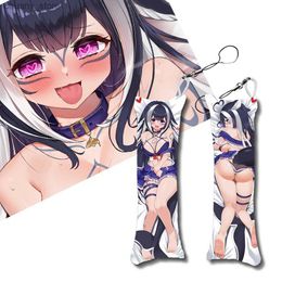 Keychains Lanyards Anime Mini Dakimakura VTuber Shylily Keychain Mini Pillow Pendant Decoration Shallow Beach Blood Drop Printed Phone Strap Y240417