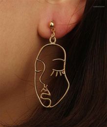 Ailodo Face Earrings 2020 Women Punk Gold Abstract Human Face Earrings Unique Design Party Banquet Dangle 19NOV5016476239