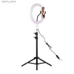 Continuous Lighting 26cm/10 inch LED selfie ring light suitable for YouTube videos on-site makeup photos and filled ring light with tripod Y240418