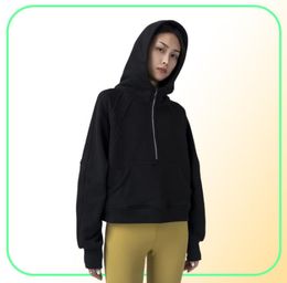 Women Sport Jacket hoodies and sweatshirts half Zipper Yoga Coat Clothes Quick Dry Fitness Outfits Running Hoodies Thumb Hole S3092186