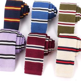 Bow Ties Narrow Knit For Men Women Casual Stripe Neckties Skinny Knitted Neck Tie Wedding Party Striped Pattern