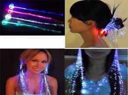 Color Change LED Hair Extension Flash Braid Party Girl Hair Glow Fiber Optic Christmas Halloween Luminous Light Up Night Lights De5375490