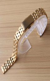 Gold Stainless steel Watchbands Strap Bracelet Watch strap bracelet 10mm 12mm 14mm 16mm straight ends folding buckle classic I252b9767994