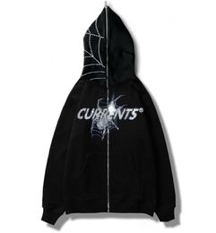 Mens Hoodies Sweatshirts Spider Diamond Men Zipper Hoodie Gothic Letter graphic punk clothes Teen Oversized Sweatshirts zip up Str5727452