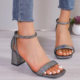 Dress Shoes Bling High Heels Women Sandals Chunky Summer Slippers 2024 Fashion Party Pumps Zapatillas De Mujer Slides