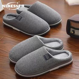 Slippers Winter Warm For Men And Couples At Home Non-slip Soft Shoes Women Comfortable Flat-heeled Indoor Cotton Slip