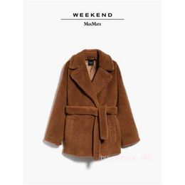 Women's Coat Cashmere Coat Designer Fashion Coat Weekend Max Maras Sheep Wool Blended Lace Up Short Coat Brown